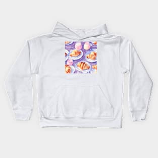 Watercolor croissant pattern Kids Hoodie